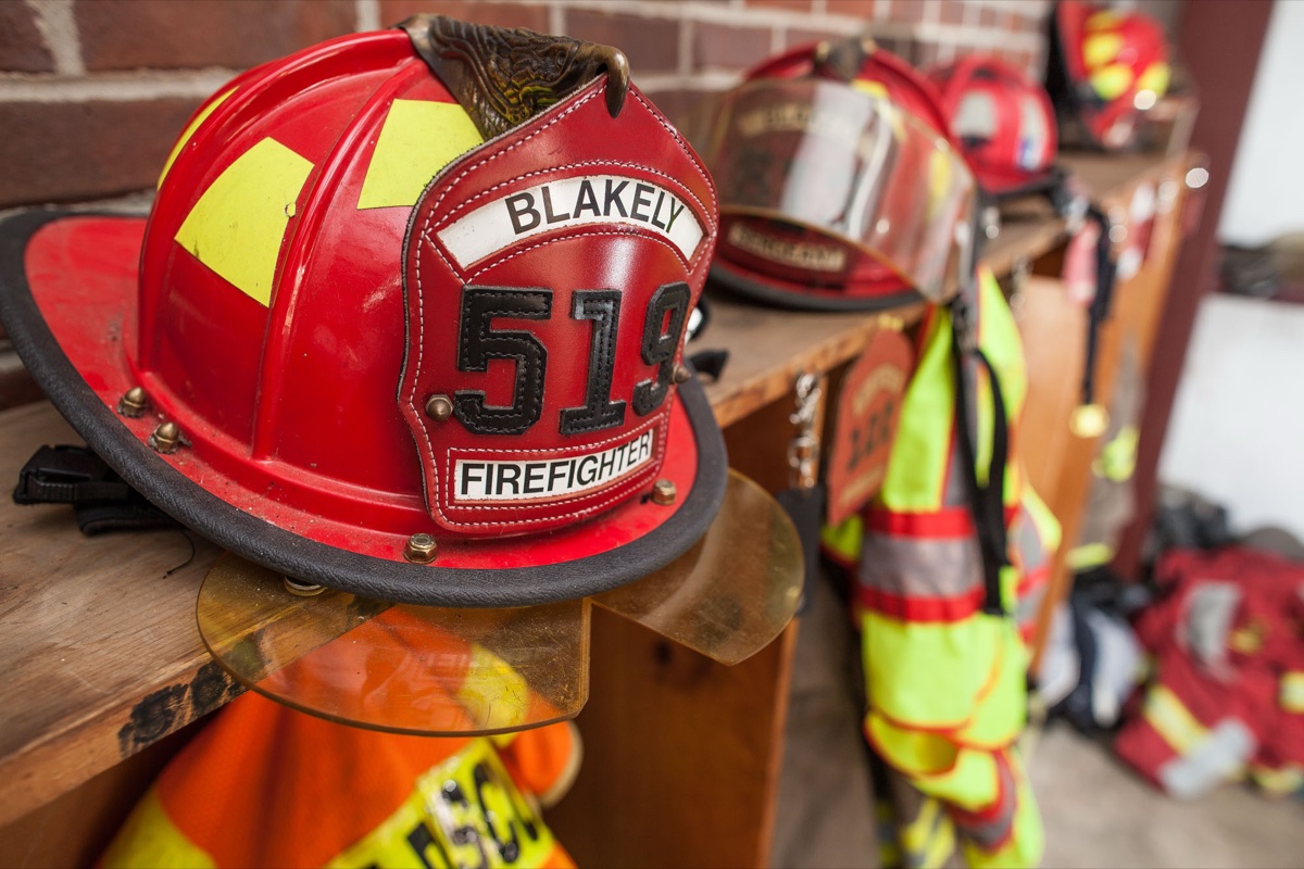 A City of Blakely fire engine outside the station