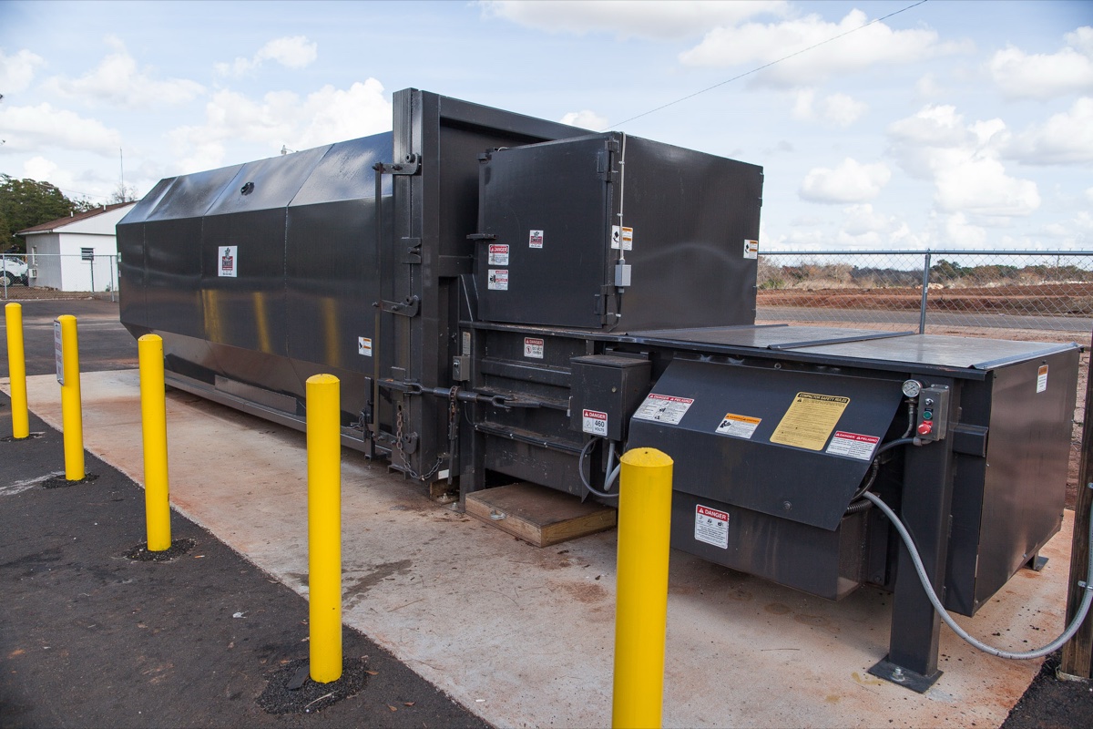 The refuse compactor at the Blakely transfer station