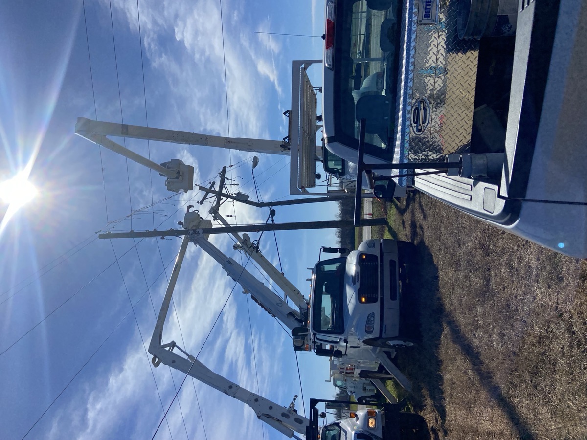 City of Blakely electric crew replacing a power pole on MLK Jr. Bypass